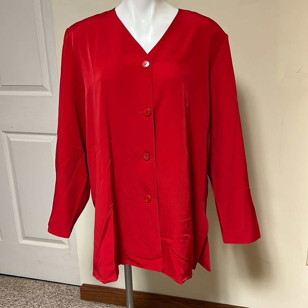 Susan Graver Bright Red Lightweight Blazer Jacket XL NWT QVC